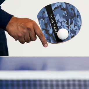 Navy Blue Camouflage Your name Personalize Ping Pong Paddle