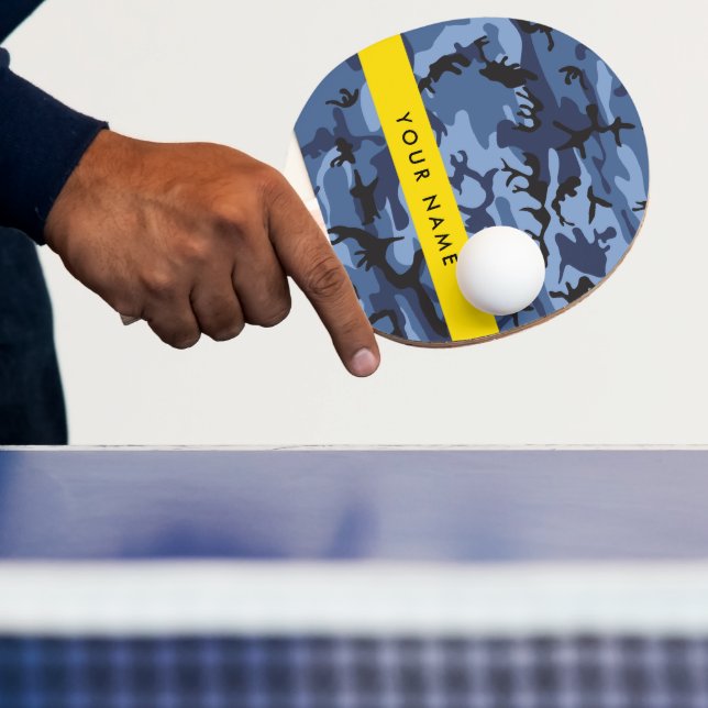 Navy Blue Camouflage Your name Personalize Ping Pong Paddle (Insitu)