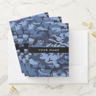 Navy Blue Camouflage Your name Personalize Pocket Folder