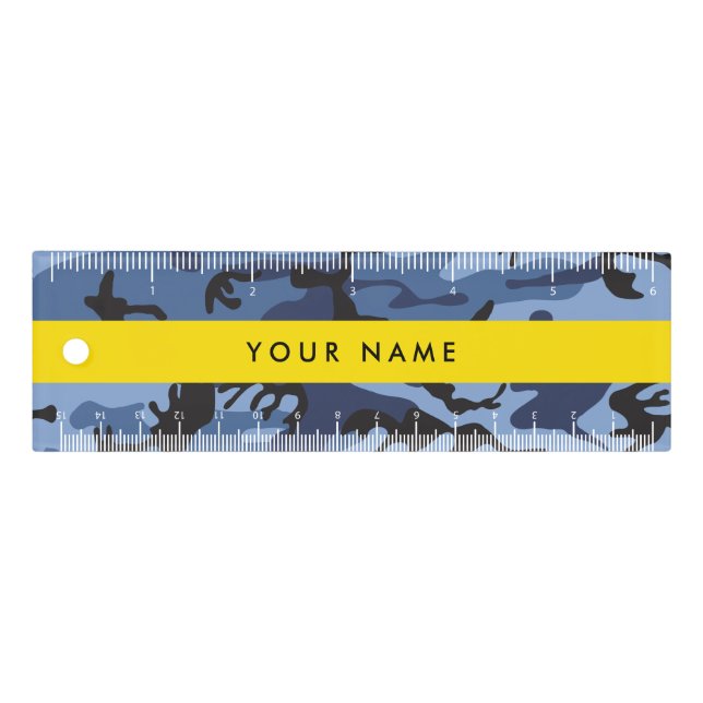 Navy Blue Camouflage Your name Personalize Ruler (Front)