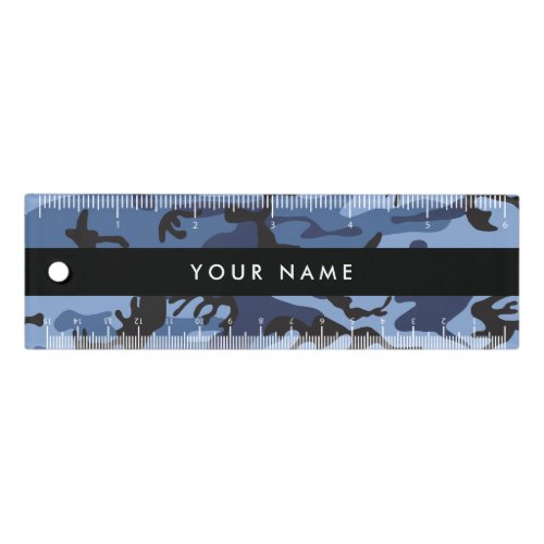 Navy Blue Camouflage Your name Personalize Ruler