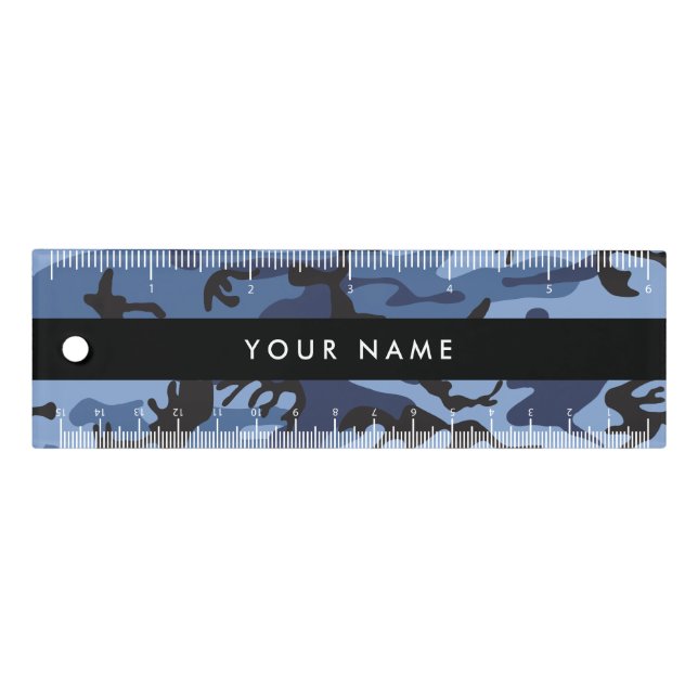Navy Blue Camouflage Your name Personalize Ruler (Front)