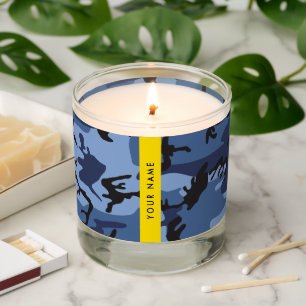 Navy Blue Camouflage Your name Personalize Scented Candle