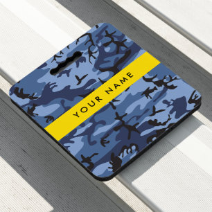 Navy Blue Camouflage Your name Personalize Seat Cushion