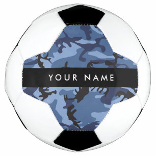 Navy Blue Camouflage Your name Personalize Soccer Ball