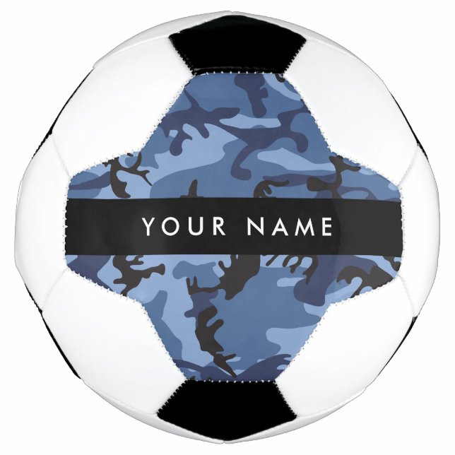 Navy Blue Camouflage Your name Personalize Soccer Ball (Front)