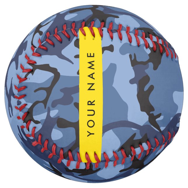 Navy Blue Camouflage Your name Personalize Softball (Front Left)