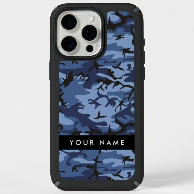 Navy Blue Camouflage Your name Personalize Speck iPhone Case (Front)
