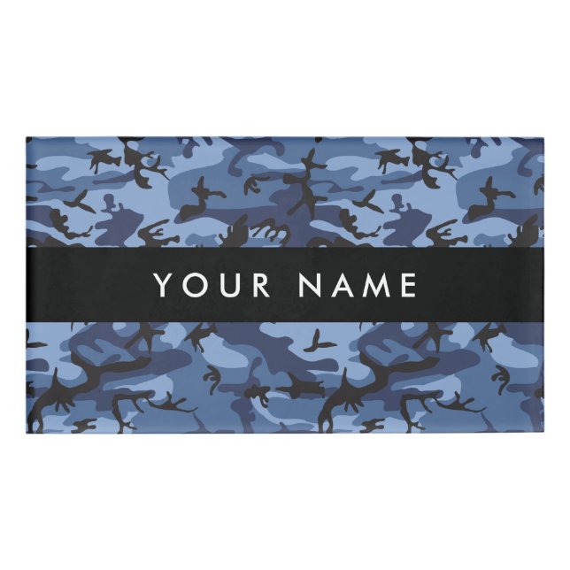 Navy Blue Camouflage Your name Personalize Tag (Front)