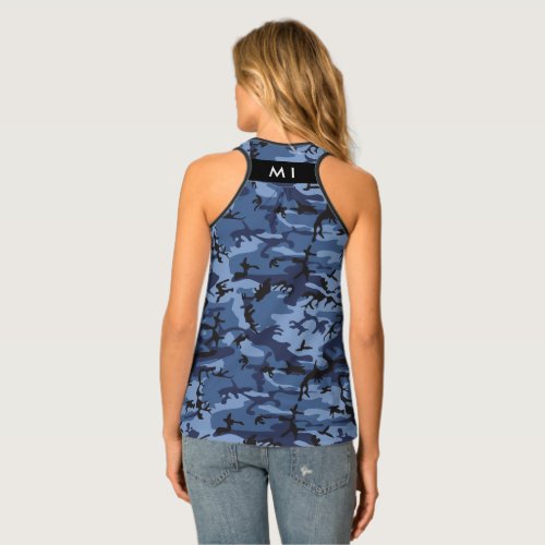 Navy Blue Camouflage Your name Personalize Tank Top