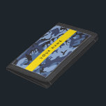 Navy Blue Camouflage Your name Personalize Trifold Wallet<br><div class="desc">Elegant,  stylish and sophisticated camouflage pattern in navy blue color. Modern and trendy gift,  perfect for the military lover in your life. Personalize by adding your name,  nickname,  monogram or initials.</div>