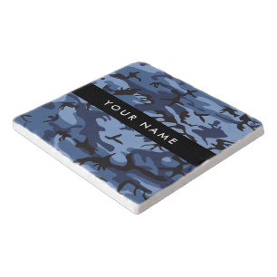 Navy Blue Camouflage Your name Personalize Trivet