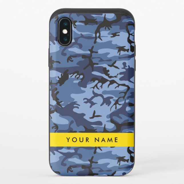 Navy Blue Camouflage Your name Personalize Uncommon iPhone Case (Back)
