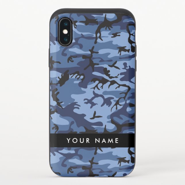 Navy Blue Camouflage Your name Personalize Uncommon iPhone Case (Back)