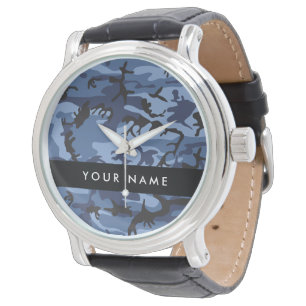 Navy Blue Camouflage Your name Personalize Watch