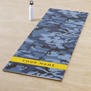 Navy Blue Camouflage Your name Personalize Yoga Mat