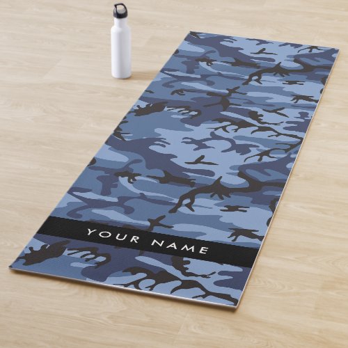 Navy Blue Camouflage Your name Personalize Yoga Mat