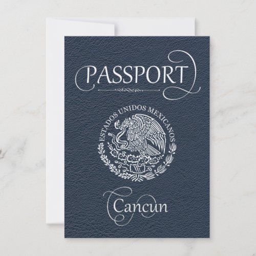 Navy Blue Cancun Passport Save the Date Card