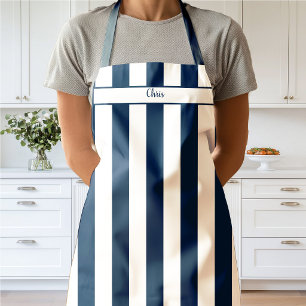 Navy Blue Candy Stripe Apron