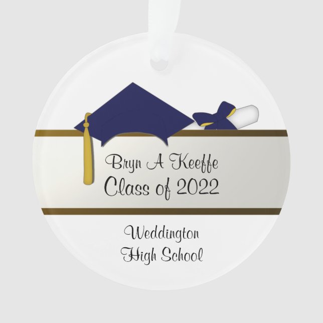 Navy Blue Cap Graduation Acrylic Ornament (Front)