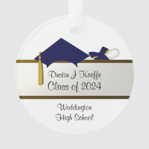 Navy Blue Cap Graduation Acrylic Ornament Dustin_2