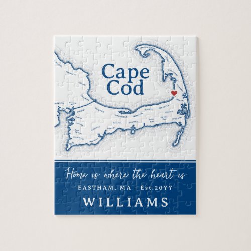 Navy Blue Cape Cod Map New Home Jigsaw Puzzle