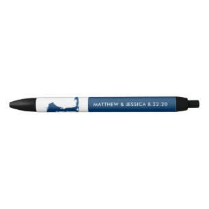 Navy Blue Cape Cod Map Wedding Pen