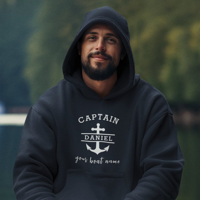 Navy Blue Captain Boat Nautical Anchor Ship  Hoodie (Creator Uploaded)