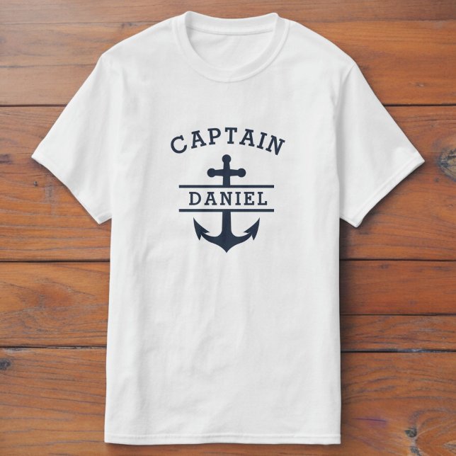 Navy Blue Captain Boat Nautical Anchor Ship  T-Shirt (Creator Uploaded)