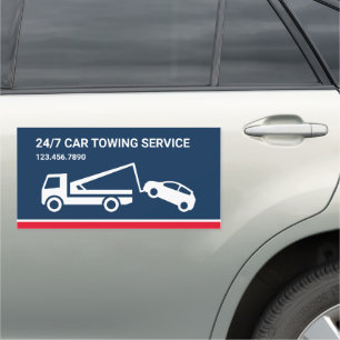 Navy Blue Car Towing Service Tow Truck Magnet
