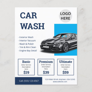 Navy Blue Car Wash Services Promotional Flyer