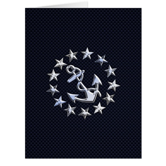 Navy Blue Carbon Fiber Nautical Yacht Flag Print (Front)