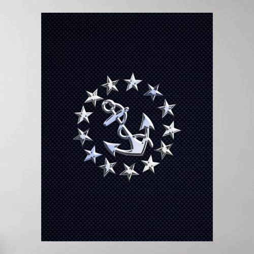 Navy Blue Carbon Fiber Nautical Yacht Flag Print