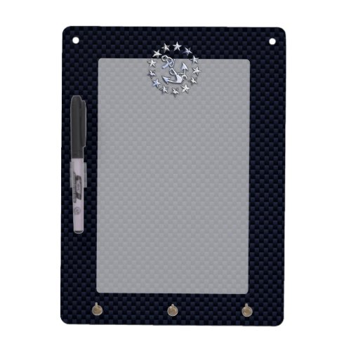 Navy Blue Carbon Fiber Nautical Yacht Flag Print Dry_Erase Board