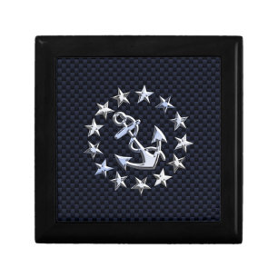 Navy Blue Carbon Fiber Nautical Yacht Flag Print Gift Box