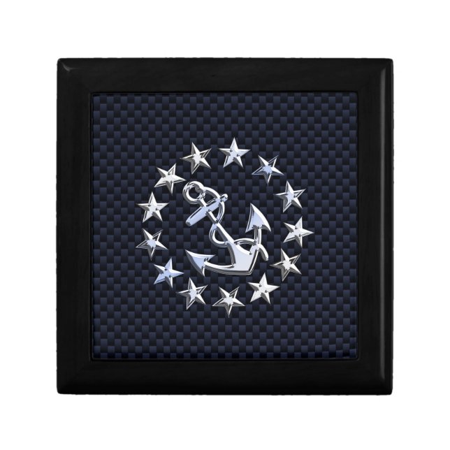 Navy Blue Carbon Fiber Nautical Yacht Flag Print Gift Box (Front)