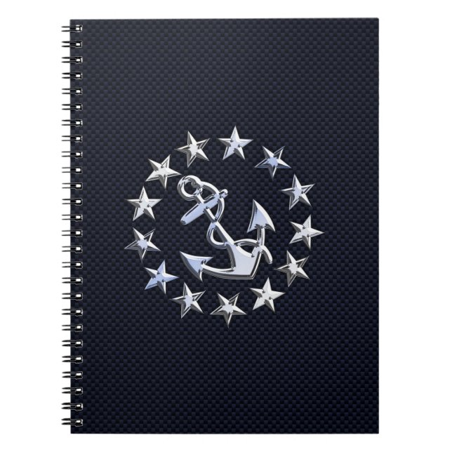 Navy Blue Carbon Fiber Nautical Yacht Flag Print Notebook (Front)