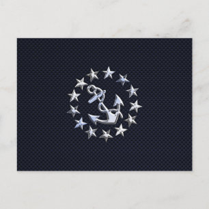 Navy Blue Carbon Fiber Nautical Yacht Flag Print Postcard