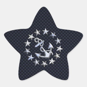 Navy Blue Carbon Fiber Nautical Yacht Flag Print Star Sticker