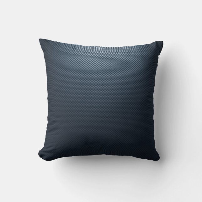 Navy blue carbon fiber patterned throw pillow (Front)