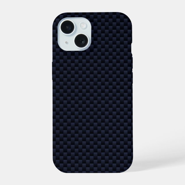 Navy Blue Carbon Fiber Print Automotive Texture iPhone 15 Case (Back)
