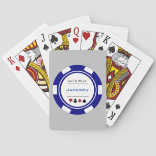 Navy Blue Casino Poker Chip Custom Name Cards