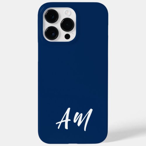 Navy Blue Casual Script Two Monogram  Case_Mate iPhone 14 Pro Max Case