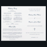 Navy Blue Catholic Wedding Mass Ceremony Program<br><div class="desc">This simple, yet elegant, folded Catholic wedding ceremony with mass program booklet features a cross and stylish accents of calligraphy script. The neutral, classic, navy blue and white, typography design provides you with a text template for a traditional Catholic order of service with mass. There is plenty of room to...</div>