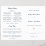 Navy Blue Catholic Wedding Mass Ceremony Program<br><div class="desc">This simple, yet elegant, folded Catholic wedding ceremony with mass program booklet features a cross and stylish accents of calligraphy script. The neutral, classic, navy blue and white, typography design provides you with a text template for a traditional Catholic order of service with mass. There is plenty of room to...</div>