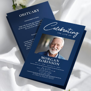 Navy Blue Celebration of Life Funeral Program Flyer