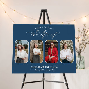 Navy Blue Celebration of Life Photo Collage  Foam Board