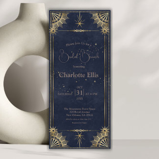 Navy Blue Celestial Bridal Brunch Invitation