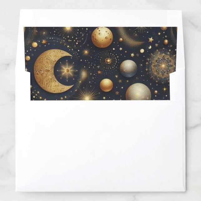 Navy Blue Celestial Envelope Liner (In Envelope)