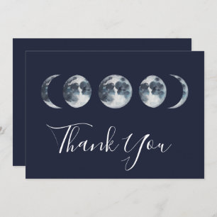 Navy Blue Celestial Moon Phase Thank You Card